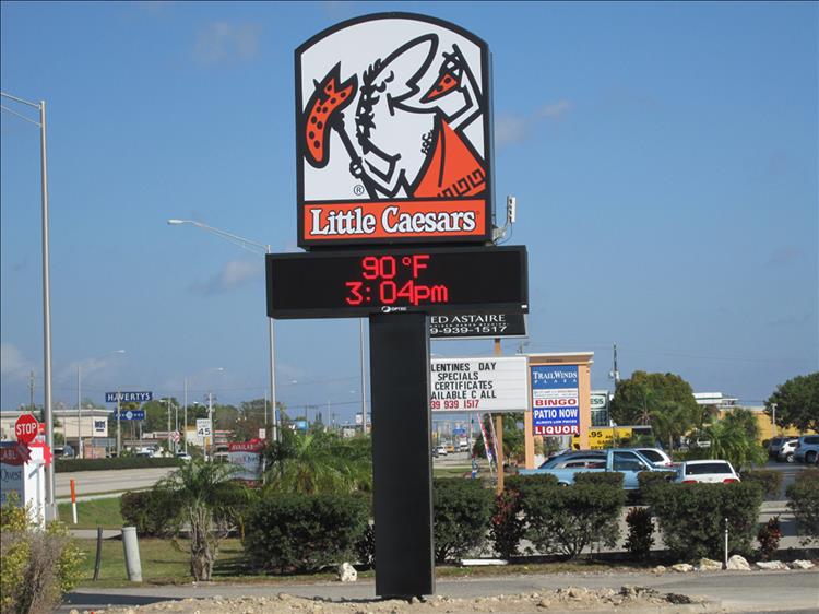 Pizza! Pizza! Little Caesars located at 12125 S. Cleveland Ave. in Fort Myers is targeting passing traffic which will increase impulse purchases with their new Optec LED video display provided by Lee Designs!